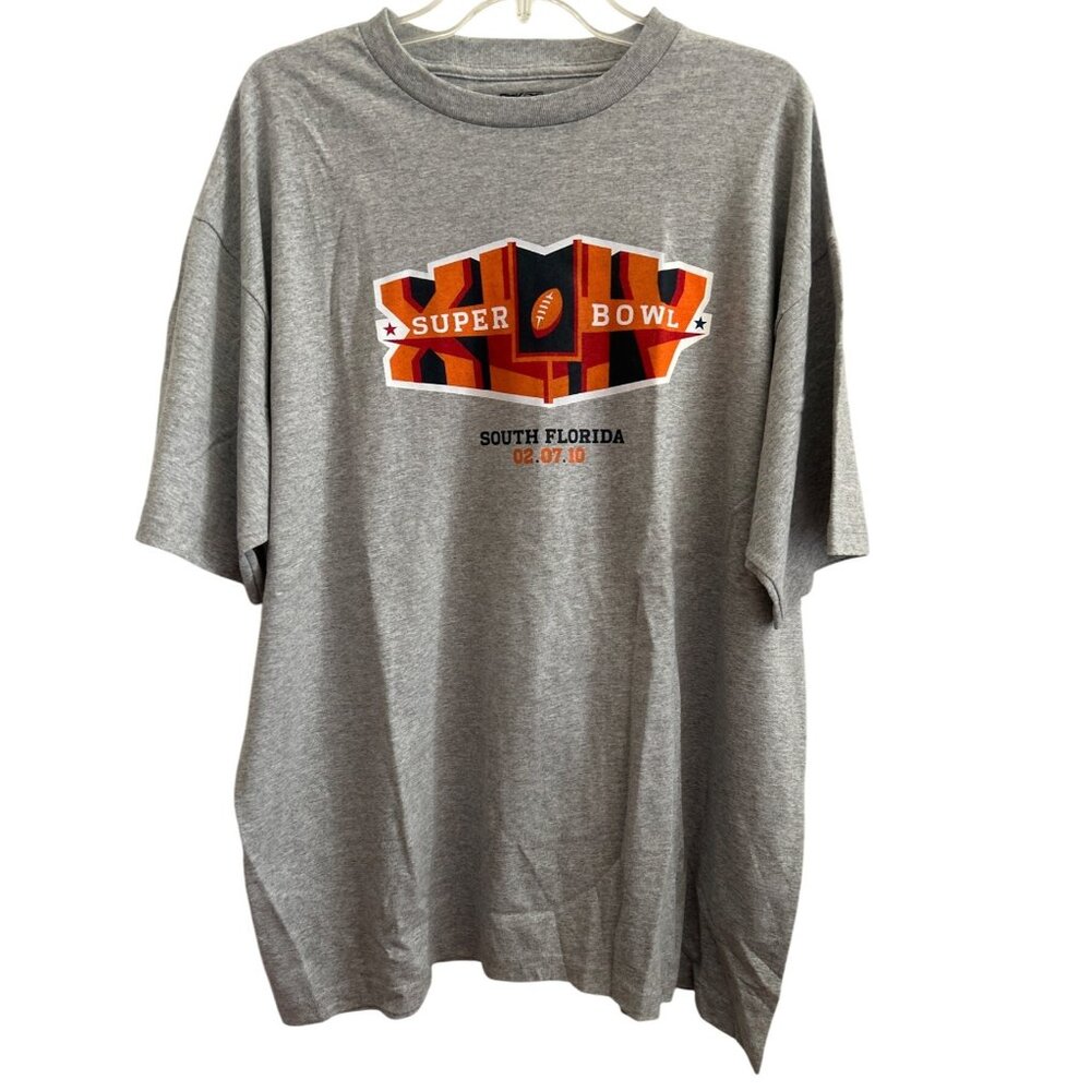 Super Bowl XLIV South Florida 02.07.10 Grey Tee Size XL Cotton & Polyester